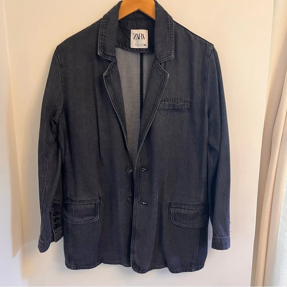 Zara Alexa Charcoal Denim Blazer